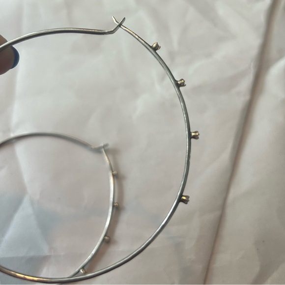 EUC Jes Maharry starlight Diamond 14k and sterling 3” hoop earrings - Picture 5 of 7